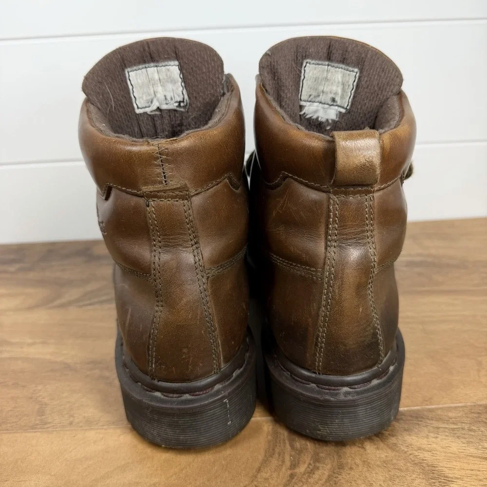 VTG Dr Doc Martens England Brown Leather Chunky W10/M9 90s Grunge Dark Academia